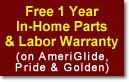 Free one year service contract on pride and golden lift chairs